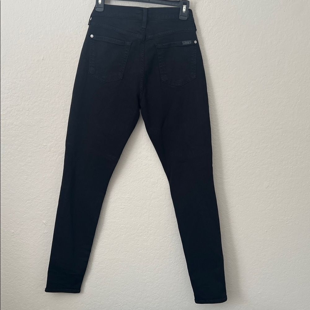 7 For All Mankind Black Denim Skinny Jeans in Size 30 - Picture 8 of 13